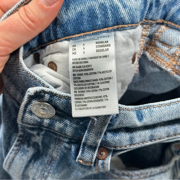 American Eagle Baggy Straight Distressed Jeans Highest Rise Size 4 - Picture 6 of 13